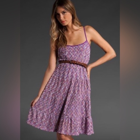 Trina Turk Dresses & Skirts - Trina Turk Sleeveless Tiered Serpentine Lace Crochet Fortuna Dress Purple Size 2